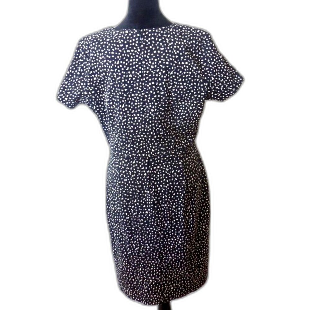 Old Navy Women's Ditsy Dot Knit Sheath Dress Black/White Office Siren L EUC - Picture 3 of 7